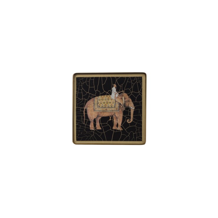 Square coaster, Indian Elephant on black    £23