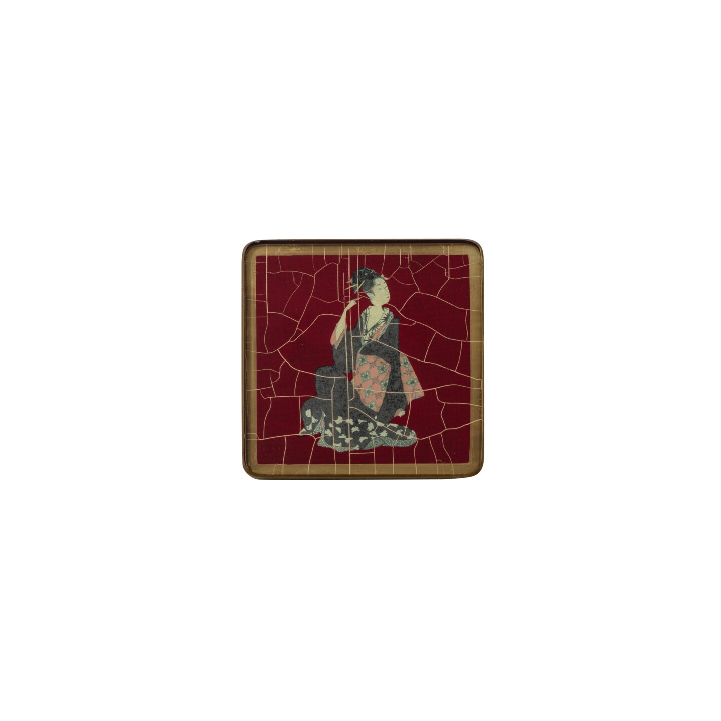 Square coaster, Japanese Lady on black   £23