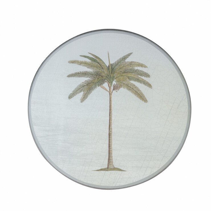 Round Tablemat, Palm Tree on silver leaf   £45