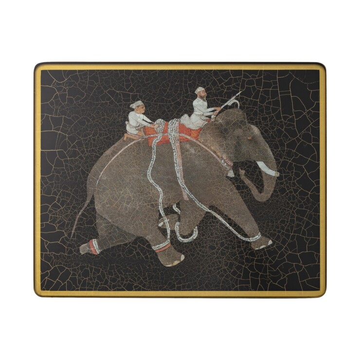 Small Rectangular Tablemat, Indian Elephant on black   £37